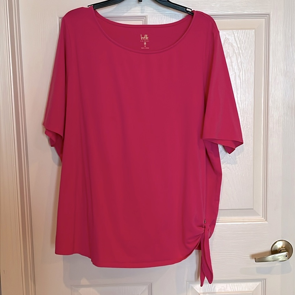 # Belle by Kim Gravel 2X Pink Side Tie T-shirt